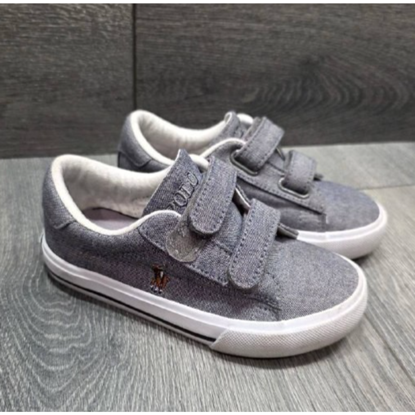 Polo Ralph Lauren Kids Boy's Easten Ez Ii Shoes Grey Chambray Sz 9 S000108